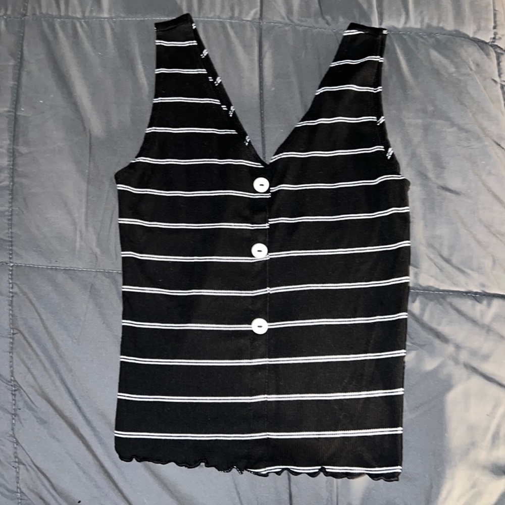 Black and white striped tank top